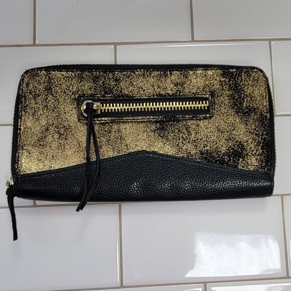 Aimee Kestenberg Black & Gold Leather Wallet - Picture 2 of 6